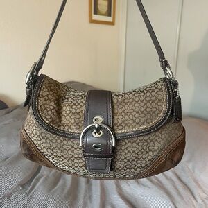 ❌SOLD ❌Coach Brown Soho Signature Jacquard, Leather, & Suede shoulder bag y2k